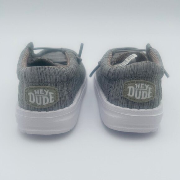 HEY DUDE Wally Toddler Casual Slip On Shoes Gray Linen Blend - Size 7 - Picture 4 of 10